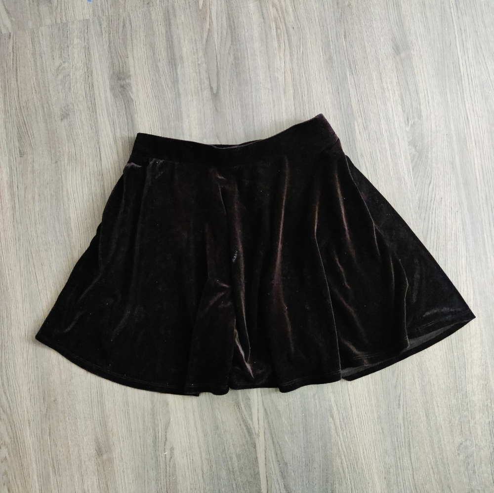 2/$25 black velvet mini skater skirt